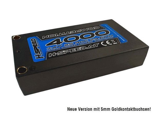 LiPo 4000mAh 7.4V 29.6Wh Competition Akku H-SPEED LCG Shorty 5mm Buchse (93x46,5x19mm, 156g)